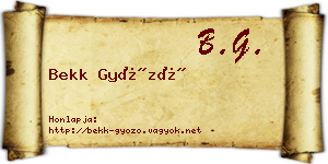 Bekk Győző névjegykártya